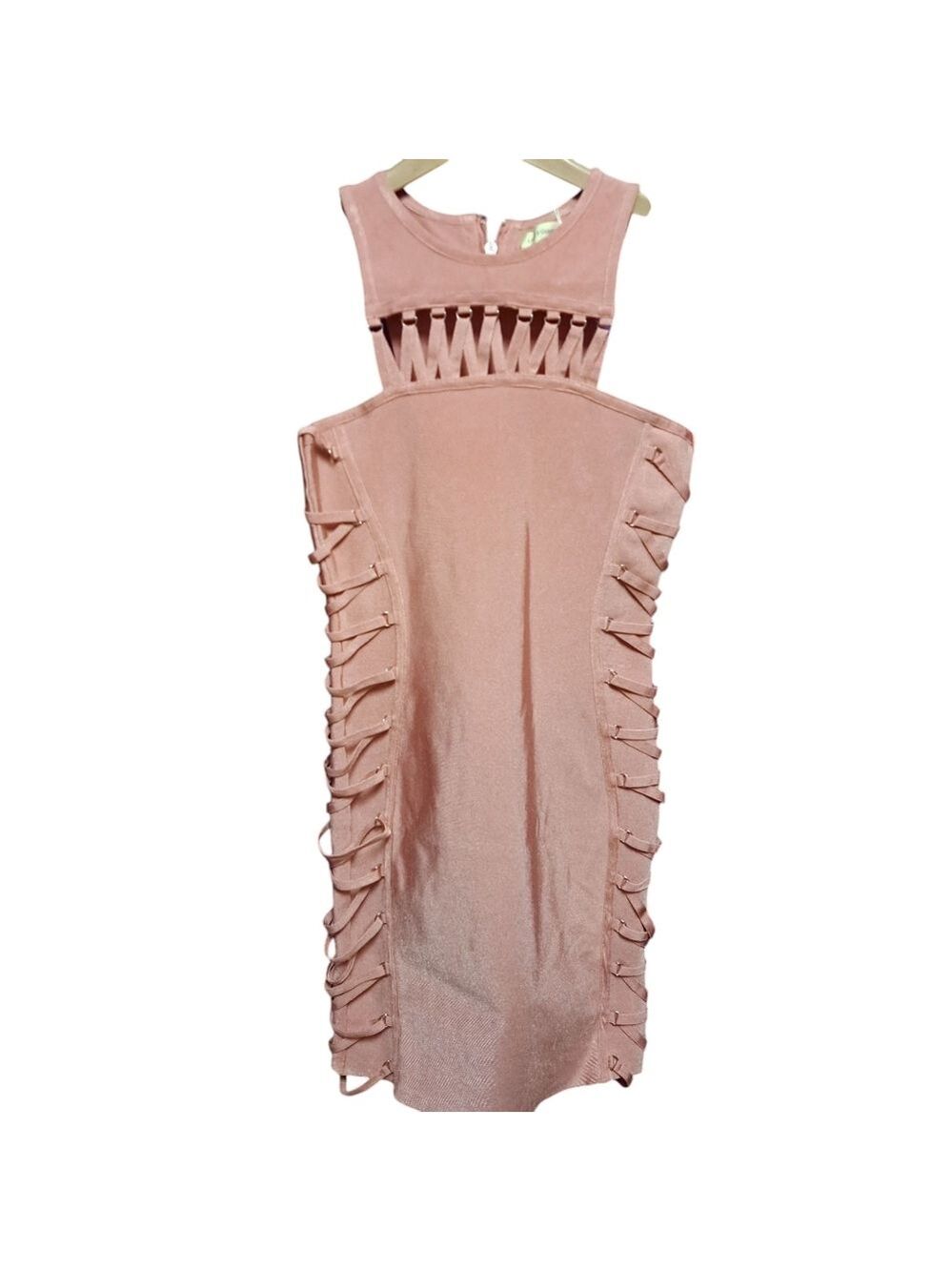 Love & Other Things Spandex Tight Curve Fitted Petal Pink Dress.